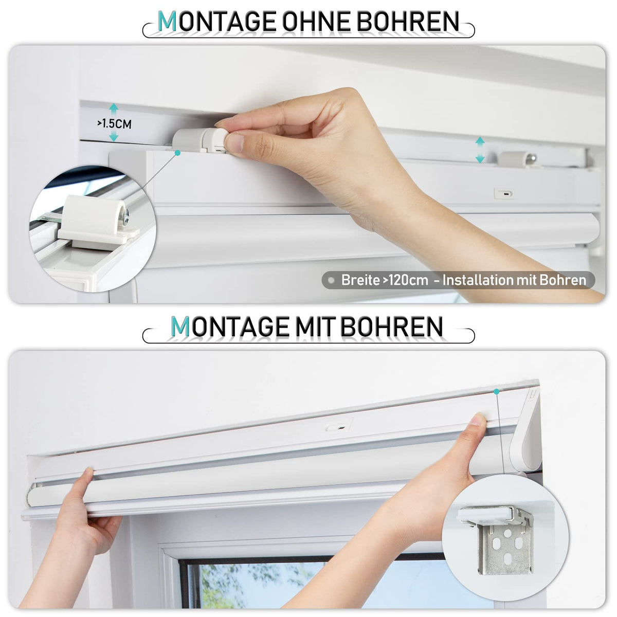 Elektrisches Akku-Rollo M130 nach Maß – lichtdurchlässig oder verdunkelnd